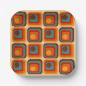 Mod 1970s Retro Style Geometrisch ontwerp Papieren Bordje (Voorkant)