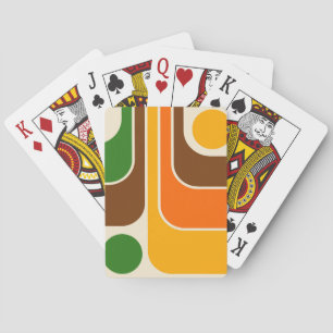 Mod 1970s Retro Style Geometrisch ontwerp Pokerkaarten