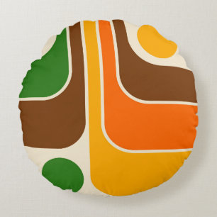 Mod 1970s Retro Style Geometrisch ontwerp Rond Kussen