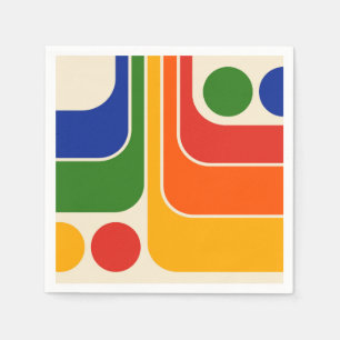 Mod 1970s Retro Style Geometrisch ontwerp Servet