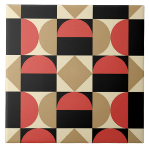 Mod 1970s Retro Style Geometrisch ontwerp Tegeltje