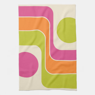 Mod 1970s Retro Style Geometrisch ontwerp Theedoek
