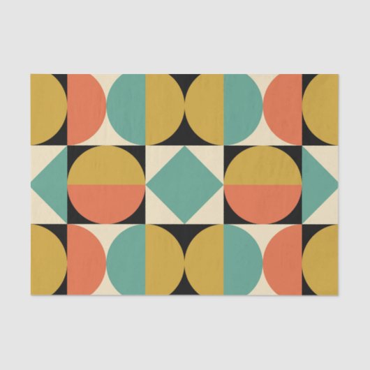 Mod 1970s Retro Style Geometrisch ontwerp Tissuepapier (Voorkant)