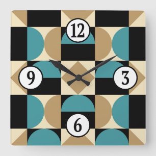 Mod 1970s Retro Style Geometrisch ontwerp Vierkante Klok