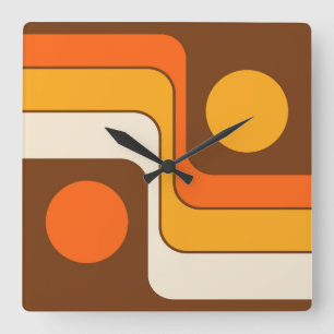 Mod 1970s Retro Style Geometrisch ontwerp Vierkante Klok