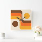 Mod 1970s Retro Style Geometrisch ontwerp Vierkante Klok (Huis)