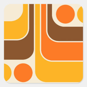Mod 1970s Retro Style Geometrisch ontwerp Vierkante Sticker
