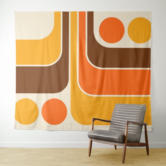 Mod 1970s Retro Style Geometrisch ontwerp Wandkleed (In Situ (horizontaal))