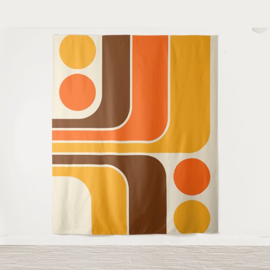 Mod 1970s Retro Style Geometrisch ontwerp Wandkleed (Voorkant)