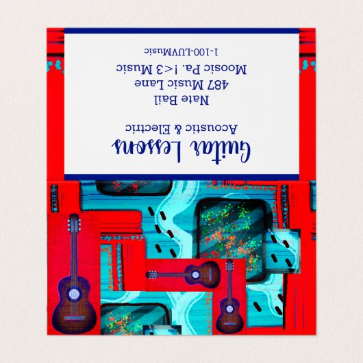 Mod Abstract Collage Guitar Lessons/Muziek Visitekaartjes (Buitenkant ongevouwen)