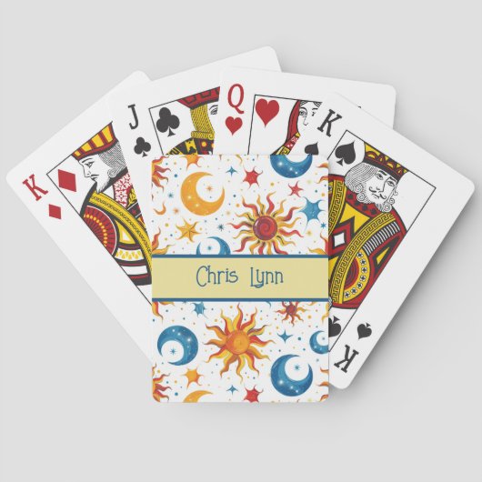 Mod Abstracte Zon Maan en Sterren Kleurrijk Pokerkaarten (Achterkant)