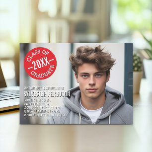 Mod Afstuderen Foto Aankondiging - Rode Chevrons