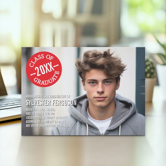 Mod Afstuderen Foto Aankondiging - Rode Chevrons