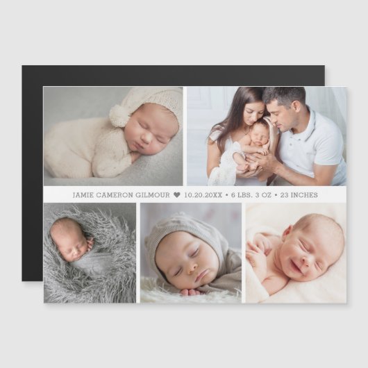 Mod Baby Boy Hart Foto Collage Geboortestatistieke (Voorkant / Achterkant)