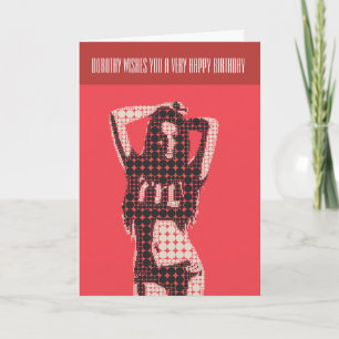 Mod Bikini Chick Birthday Card Kaart