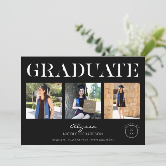 Mod Black Circle 4 Foto Afstuderen Aankondiging 1 (Staand voorkant)