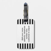 Mod Black en White Stripes Pattern Bagagelabel (Achterkant verticaal)