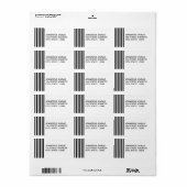 Mod Black en White Stripes Pattern Etiket (Full Sheet)