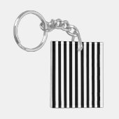 Mod Black en White Stripes Pattern Sleutelhanger (Voorkant Links)