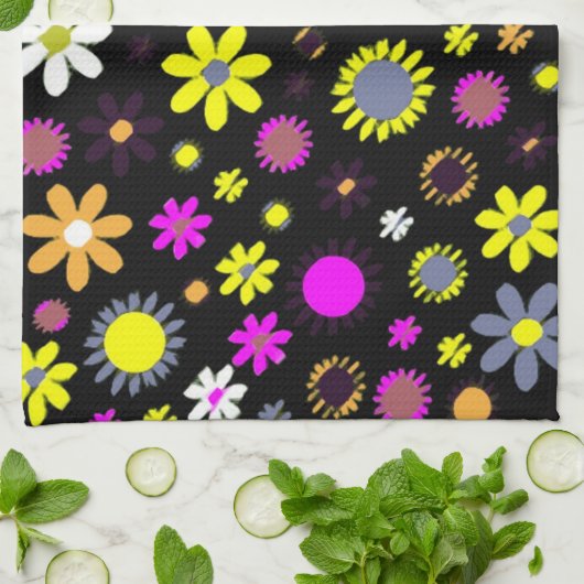 Mod Black Floral Theedoek (Gevouwen)