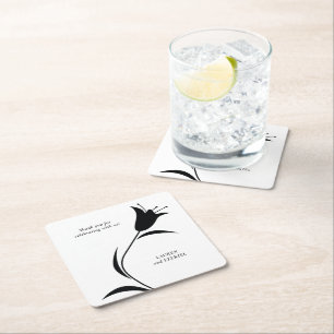 MOD BLACK TULP WEDDING VIERKANTE KARTONNEN ONDERZETTER
