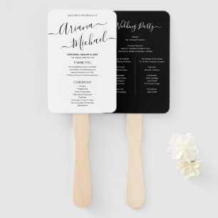 Mod Black White Minimalist Chic Wedding Program Handwaaier