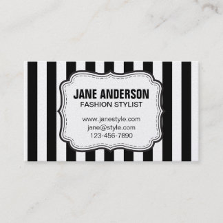 Mod Black White Stripes Pattern MODE STYLIST Visitekaartje