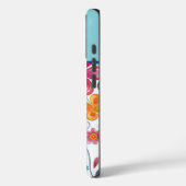 Mod Blauw, Roze, Gele Bloemen Monogrammed Case-Mate iPhone Case (Achterkant / Links)