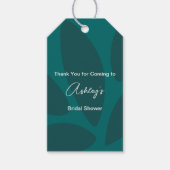 Mod Bloemblaadjes Botanisch Turquoise Bruidsdouche Cadeaulabel (Voorkant)