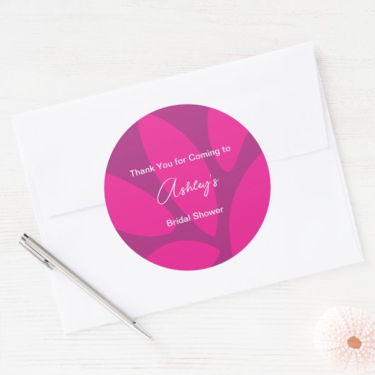 Mod Bloemblaadjes Botanische Fuchsia Bruidsfeest Ronde Sticker (Envelop)