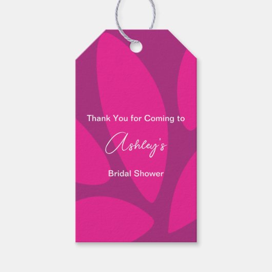 Mod Bloemblaadjes Botanische Fuchsia Bruiloftsfees Cadeaulabel (Voorkant)
