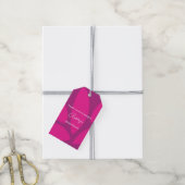 Mod Bloemblaadjes Botanische Fuchsia Bruiloftsfees Cadeaulabel (Met Touw)