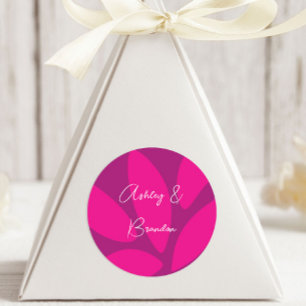 Mod Bloemblaadjes Botanische Fuchsia Bruiloftsfees Ronde Sticker