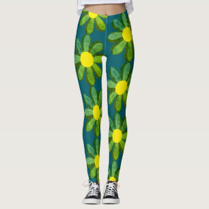 Mod bloemenleggings geel en groen leggings