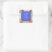 Mod Blue Artsy Abstract Botanical Weddenschap Cust Vierkante Sticker (Tas)