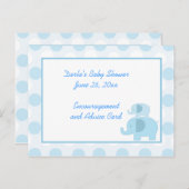 Mod Blue Elephant Baby shower Advice Kaarten (Voorkant / Achterkant)