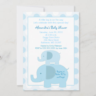 Mod Blue Elephants 5x7 Baby shower-uitnodiging Kaart