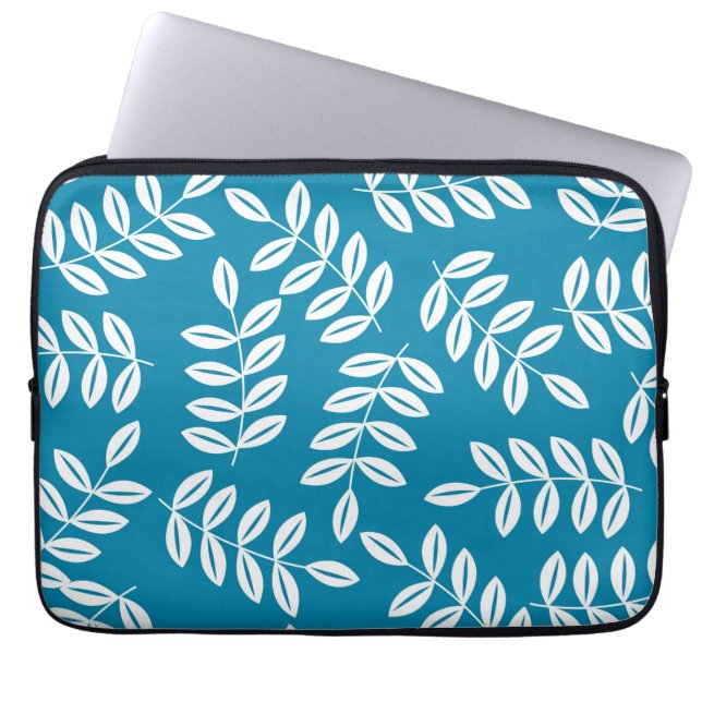 Mod Blue Leaf Floral-laptophoes Laptop Sleeve (Voorkant)