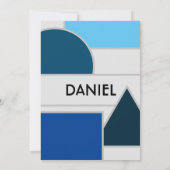 Mod Blue Shapes Uitnodiging (Achterkant)