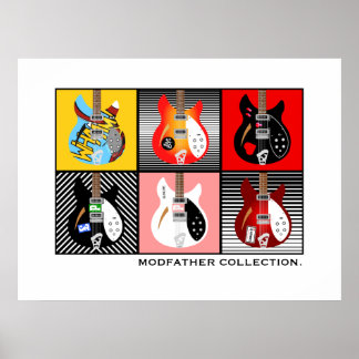 Mod Brit Pop Art elektrisch gitaarcollectie Poster