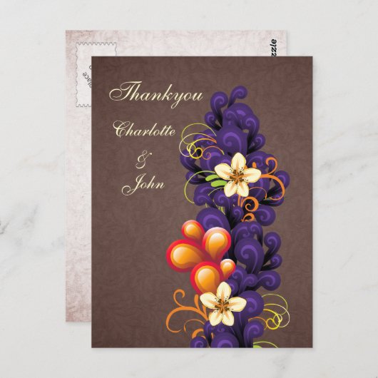 mod brun violet Merci Cartes (Devant / Derrière)