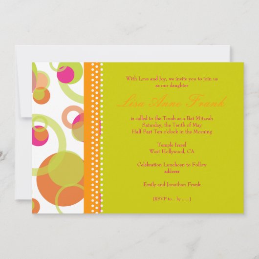 MOD BUBLES/RETRO INVITATION BAT MITZVAH (Dos)