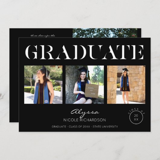 Mod Cercle Noir 4 Faire-part de diplôme photo 1 (Devant / Derrière)