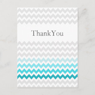 Mod chevron aqua Ombre bruiloft Hartelijk dank Briefkaart
