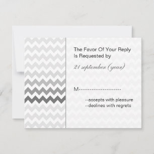 Mod chevron gray Ombre bruiloft rsvp Kaartje