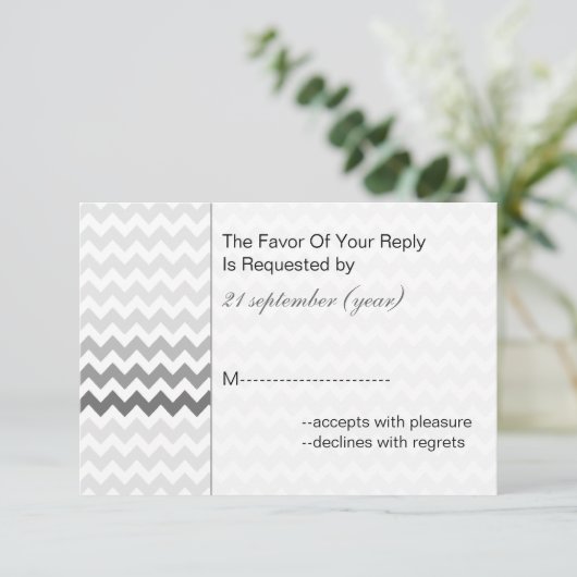 Mod chevron gris Ombre mariage rsvp 3,5 x 5 (Debout devant)