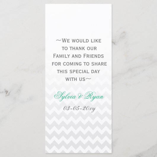 Mod chevron mint groen Ombre bruiloft menu kaarten (Achterkant)