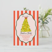 Mod Christmas Party hand getrokken boom Kaart (Staand voorkant)