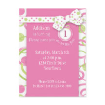 Mod Circles Girl's 1st Birthday Briefkaart Invitat