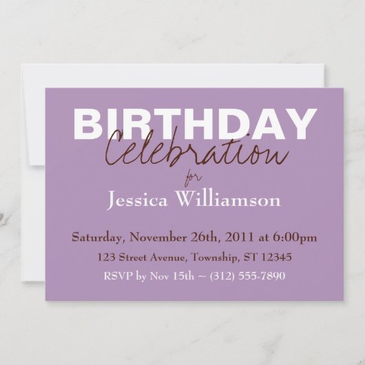 Mod Color Purple Invitations d'anniversaire (Devant)